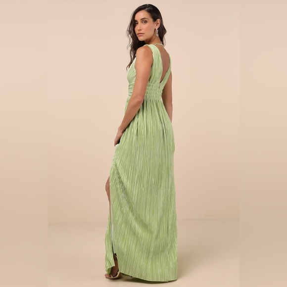LULU’S Melitta Lime Green Plisse Sash Maxi Dress - Picture 5 of 5